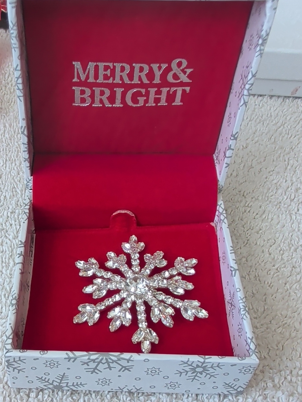 MERRY & BRIGHT Silver Snowflake Ornament by